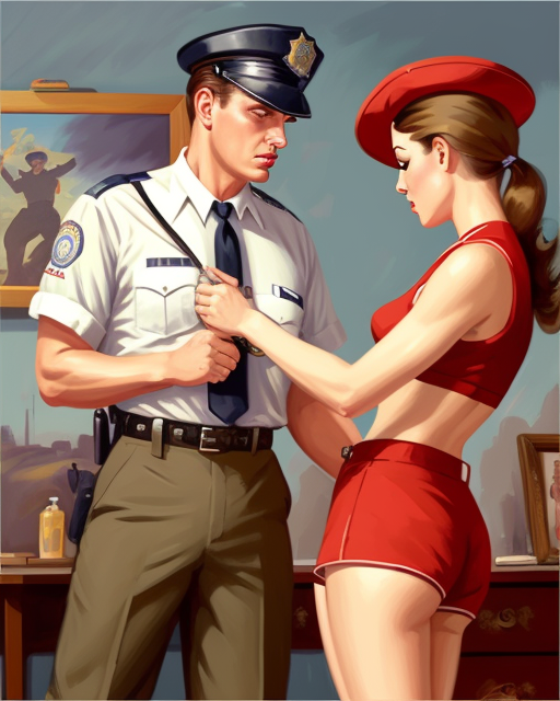 A policeman and a woman